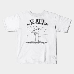 TurtleonFencepost2 Kids T-Shirt